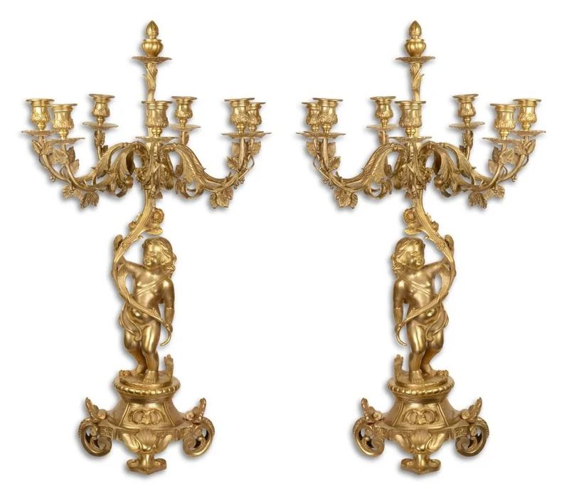 Casa Padrino Barock Kerzenständer Set Gold 46 x 46 x H. 83 cm - Edel & Prunkvoll