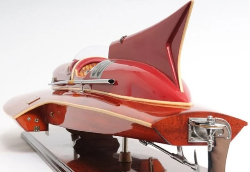 Luxus Holz Speedboot Braun / Rot 83 x 34 x H. 23 cm - Handgefertigtes Deko Modellboot Boot