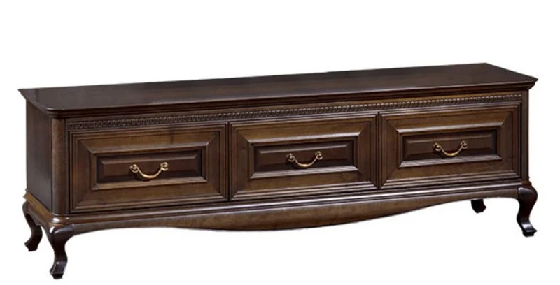 Casa Padrino Luxus Jugendstil Sideboard Dunkelbraun 165,9 x 45,6 x H. 52 cm - Fernsehschrank mit 3 Schubladen - Wohnzimmermöbel