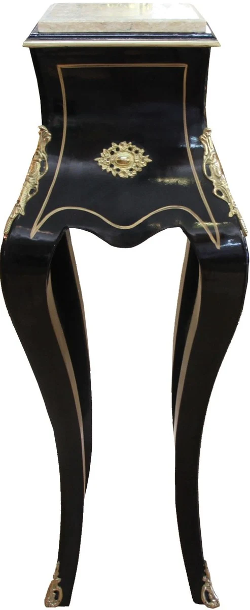 Casa Padrino Barock Säule Schwarz / Gold Mit Creme Marmorplatte 40 x 40 x H.115