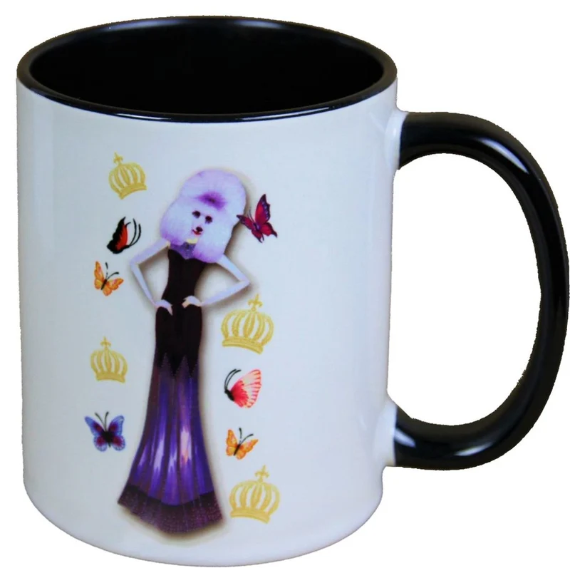 Casa Padrino Luxus Tasse Hund mit violettem Abendkleid von Harald Glööckler - 9,5 cm x 8,5 cm
