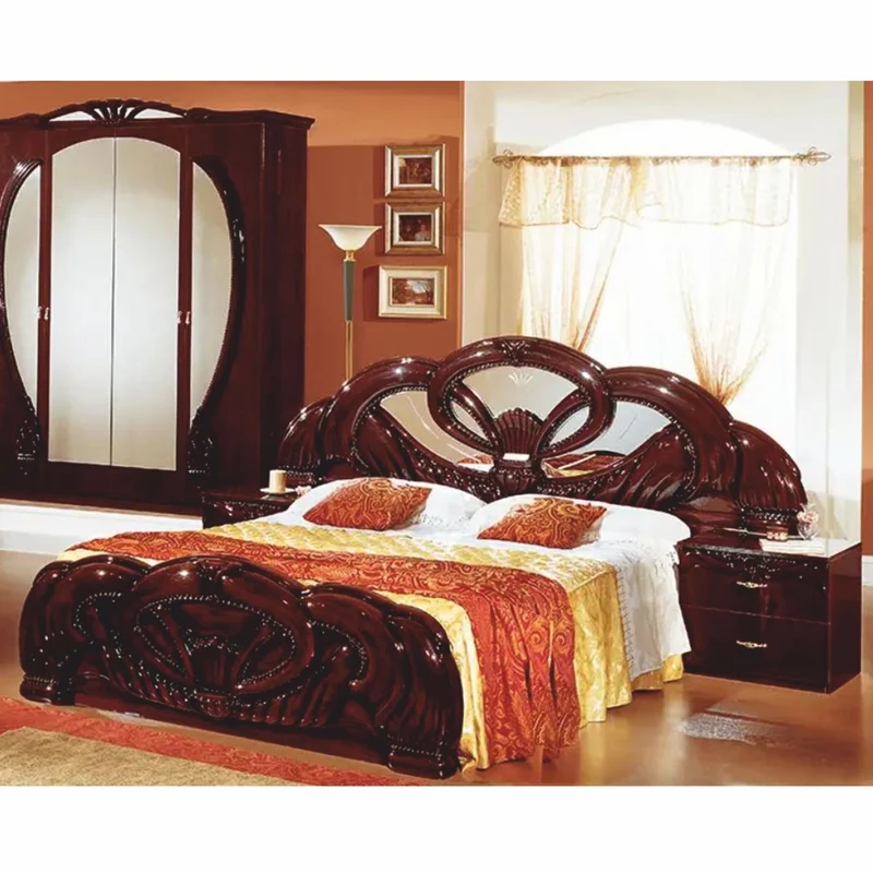 Casa Padrino Luxus Barock Doppelbett Dunkelbraun 160 x 200 cm - Barock Möbel - Made in Italy