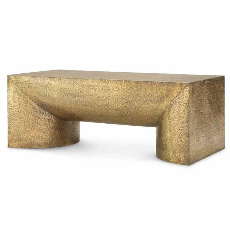 Casa Padrino Luxus Edelstahl Couchtisch Vintage Messing 120 cm - Wohnzimmer Möbel