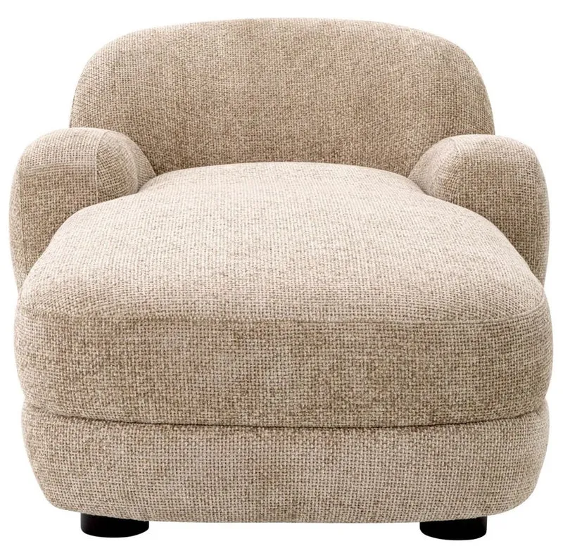 Casa Padrino Luxus Chaiselongue Sandfarben / Schwarz 95 x 170 x H. 69 cm - Wohnzimmer Liegesessel - Recamiere - Wohnzimmer Möbel - Luxus Möbel - Luxus Qualität