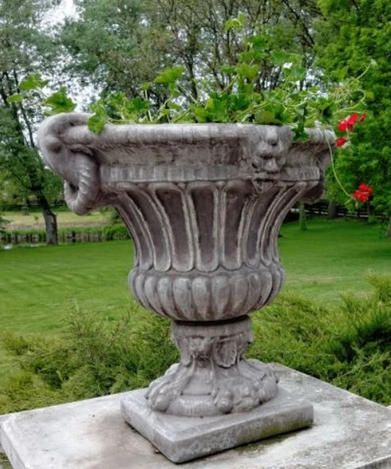 Casa Padrino Barock Blumentopf Grau Ø 73 x H. 70 cm - Runder Prunkvoller Pflanzentopf im Barockstil - Blumenkübel - Pflanzkübel