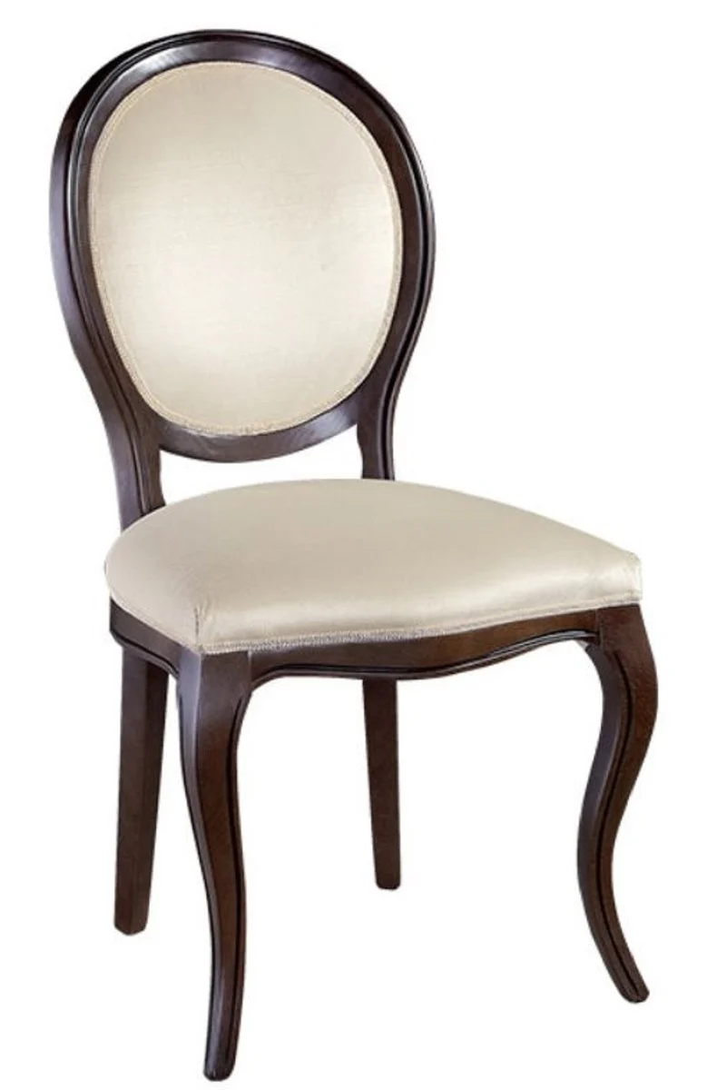 Casa Padrino Luxus Jugendstil Esszimmer Set Dunkelbraun / Cremefarben 51 x 44 x H. 99 cm - 6 Esszimmerstühle - Esszimmermöbel