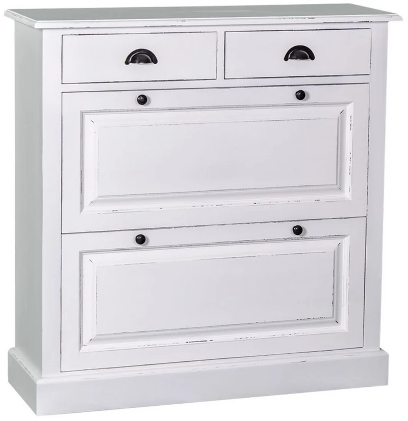 Casa Padrino Landhausstil Schuhschrank Antik Weiß 103 x 35 x H. 105 cm - Möbel im Landhausstil