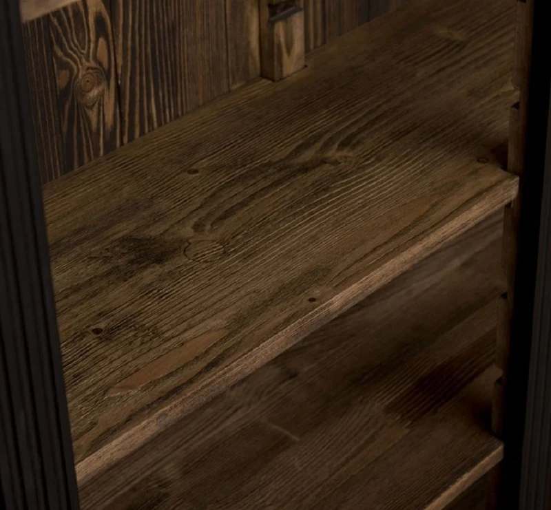 Casa Padrino Landhausstil Regalschrank Schwarz / Dunkelbraun 180 x 39 x H. 197 cm - Massivholz Schrank - Bücherschrank - Wohnzimmerschrank - Büroschrank - Landhausstil Möbel