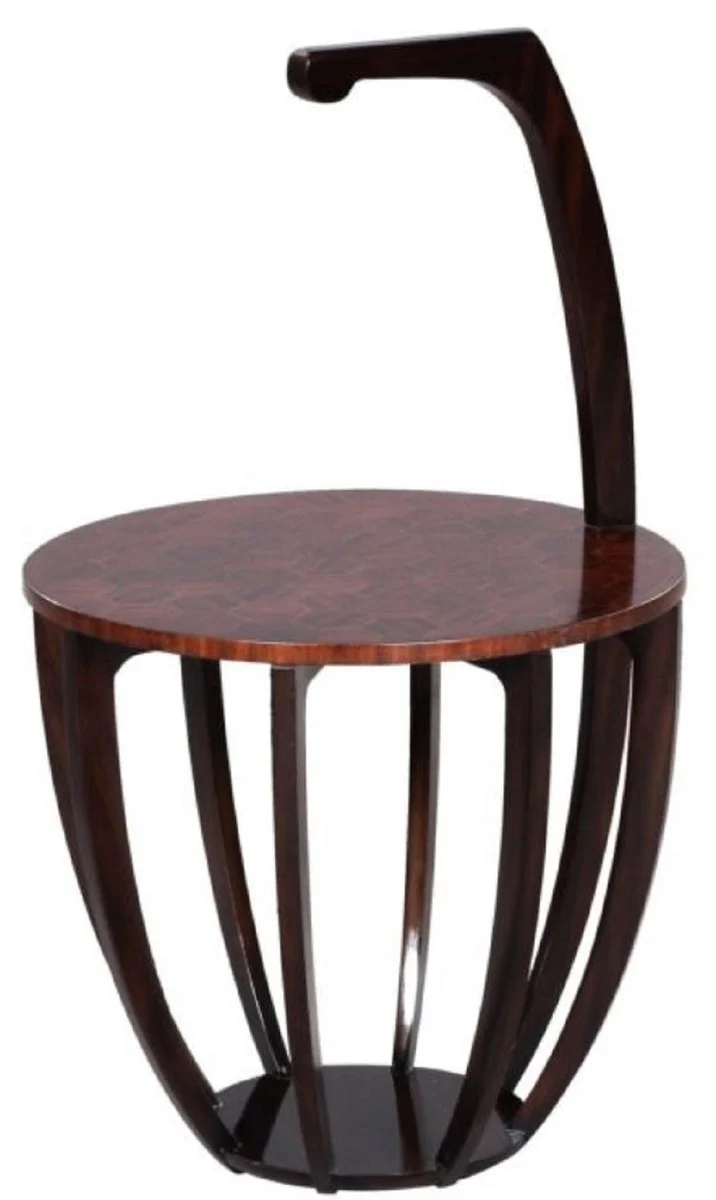 Casa Padrino Luxus Beistelltisch Dunkelbraun / Braun Ø 50 x H. 88 cm - Kleiner Getränke Tisch mit Tragegriff