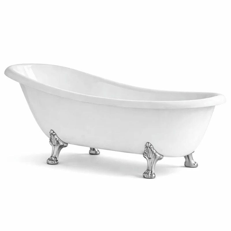 Casa Padrino Luxus Jugendstil Badewanne Weiß / Silber 170 cm - Made in Italy