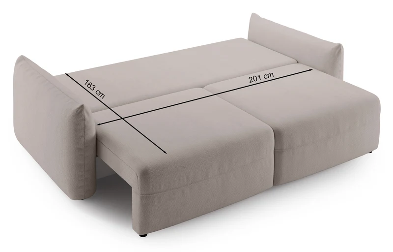 Dreisitziges ausklappbares Sofa Theolla mit Stauraum, grün Chenille