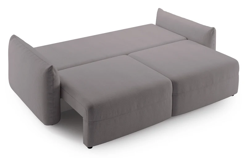 Dreisitziges ausklappbares Sofa Theolla mit Stauraum, grau-beige Chenille