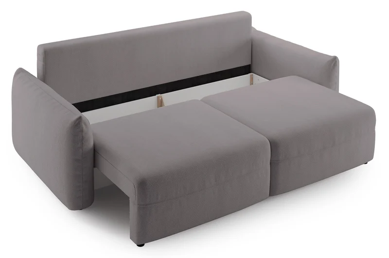 Dreisitziges ausklappbares Sofa Theolla mit Stauraum, grau-beige Chenille