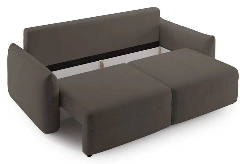 Dreisitziges ausziehbares Sofa Theolla mit Stauraum, braunes Chenille