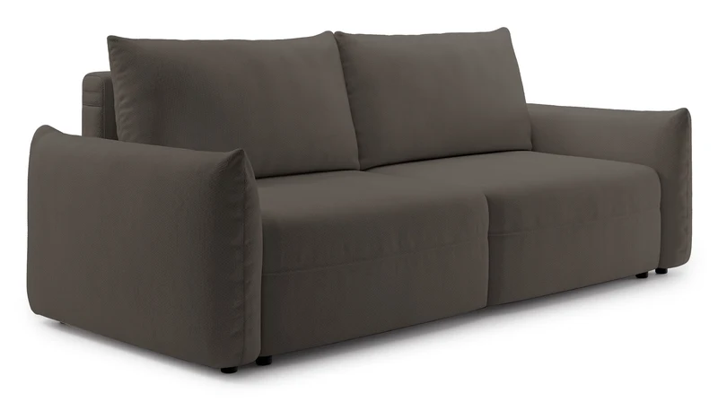 Dreisitziges ausziehbares Sofa Theolla mit Stauraum, braunes Chenille
