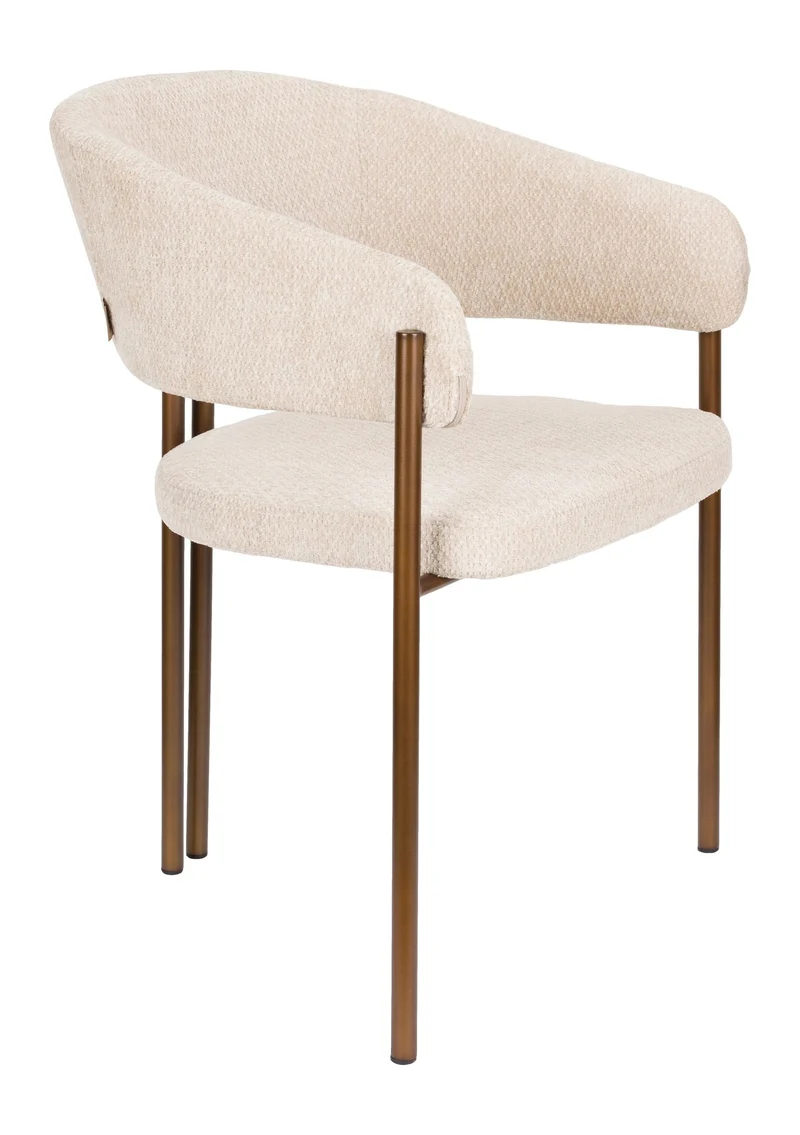 Esszimmerstuhl Naida im 2er-Set, Beige mit Bouclé-Bezug von Dutchbone