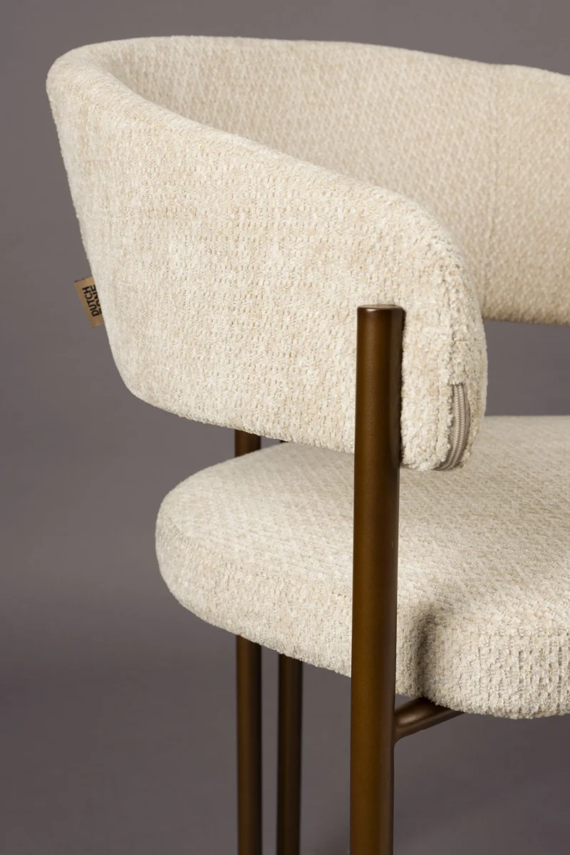 Esszimmerstuhl Naida im 2er-Set, Beige mit Bouclé-Bezug von Dutchbone