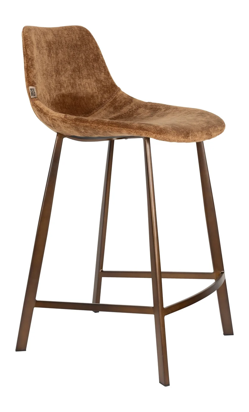 Barhocker Franky 2er-Set, Cognac mit Stahlgestell im Vintage-Stil