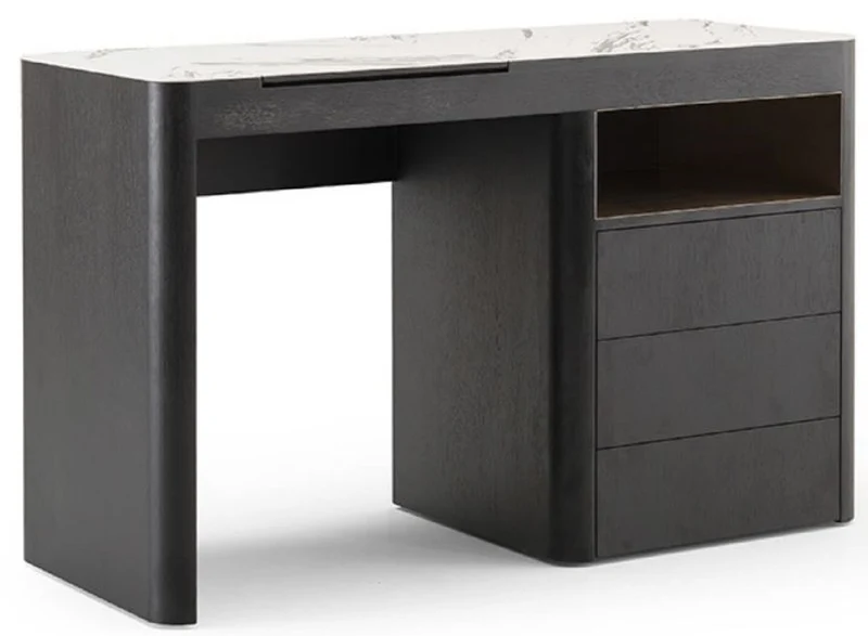 Casa Padrino Luxus Schminktisch mit 3 Schubladen und ausklappbarem Spiegel Schwarz / Weiß 120 x 50 x H. 76 cm - Luxus Badezimmer Möbel - Hotel Möbel