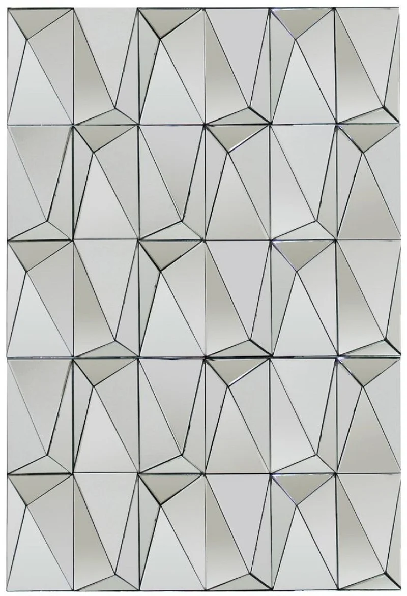 Casa Padrino Designer Wandspiegel Silber 80 x 7 x H. 120 cm - Moderner Wohnzimmer Spiegel mit geometrischen Formen - Luxus Deko Accessoires