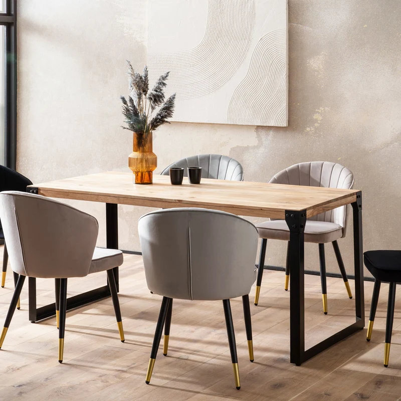 Esszimmertisch 120x60x76cm Akazie Massivholz Metall Industrial Stil