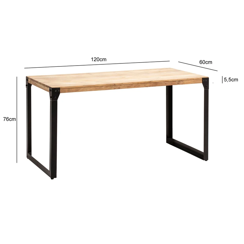 Esszimmertisch 120x60x76cm Akazie Massivholz Metall Industrial Stil