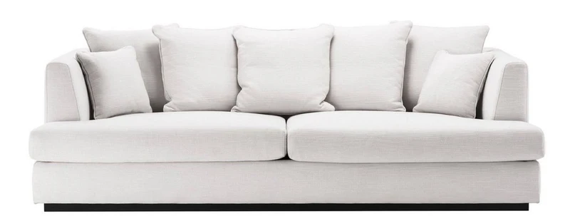 Casa Padrino Luxus Wohnzimmer Sofa Weiß / Schwarz 265 x 151 x H. 90 cm - Couch mit 7 Kissen - Luxus Wohnzimmermöbel