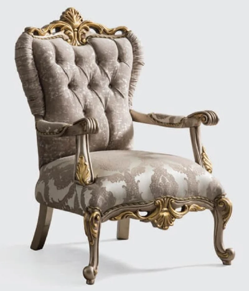 Casa Padrino Luxus Barock Wohnzimmer Set Grau / Silbergrau / Gold - 2 Sofas & 2 Sessel & 1 Couchtisch - Handgefertigte Wohnzimmer Möbel im Barockstil - Edel & Prunkvoll