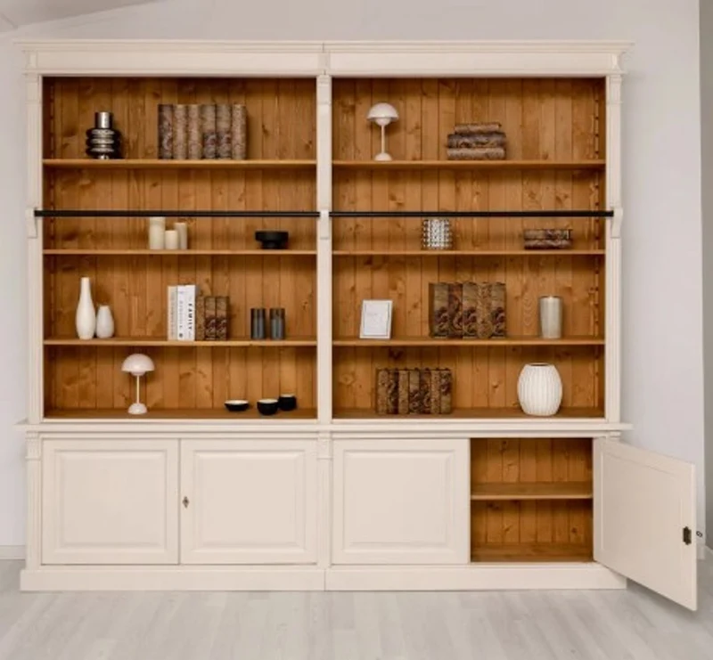 Casa Padrino Bücherregal im Landhausstil mit Leiter, 290 x 40 x 257 cm