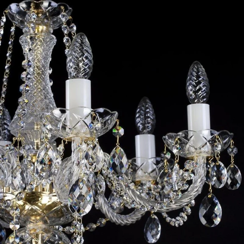 Casa Padrino Luxus Barock Kristall Stehleuchte Gold Ø 60 x H. 180 cm - Prunkvolle Stehlampe mit Böhmischem Kristallglas - Barock Kristall Leuchten