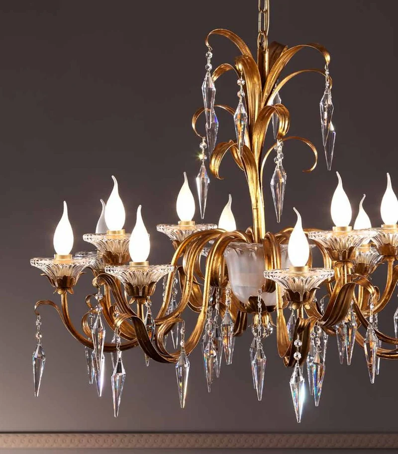 Casa Padrino Barock Kronleuchter Gold Ø 85 x H. 70 cm 12-flammig - Handgefertigte Leuchte aus Italien - Barock Leuchten