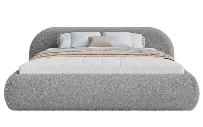 Polsterbett 180x200 cm Shels Low grau Bouclé