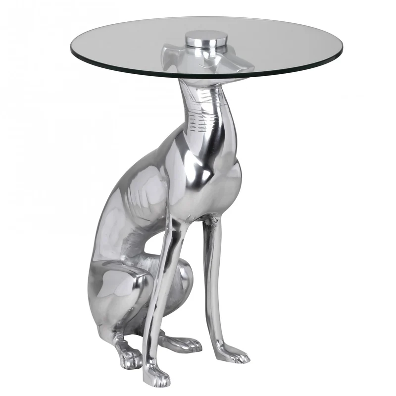 Beistelltisch DOG Aluminium Silber Design Deko