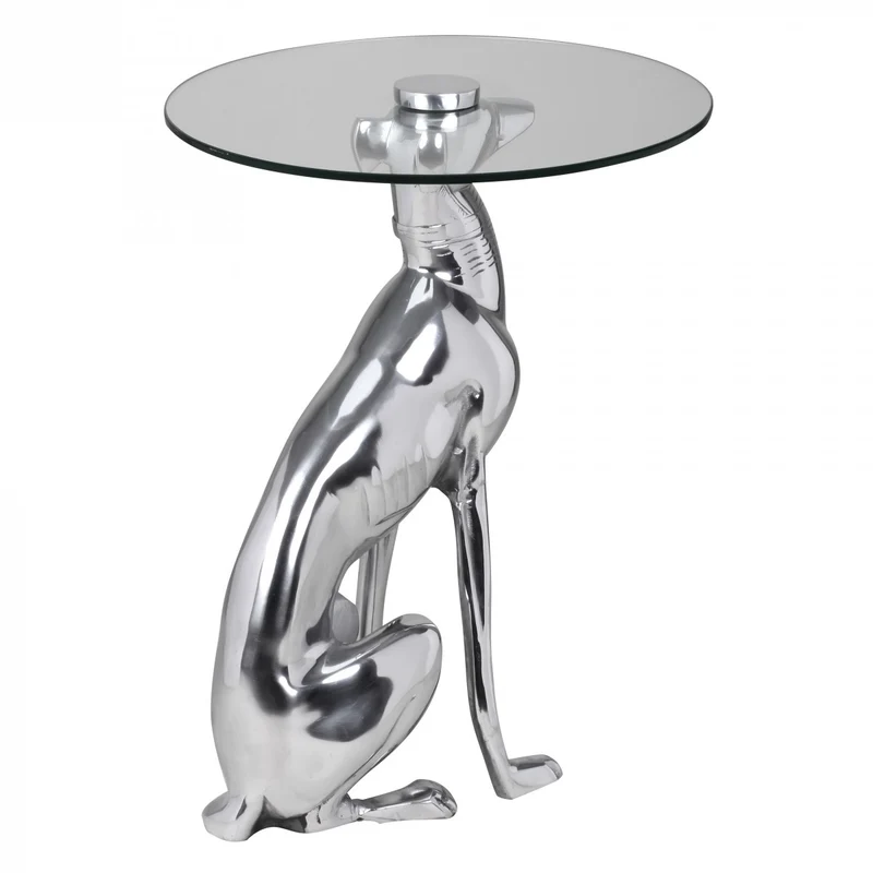 Beistelltisch DOG Aluminium Silber Design Deko