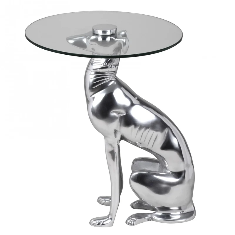 Beistelltisch DOG Aluminium Silber Design Deko