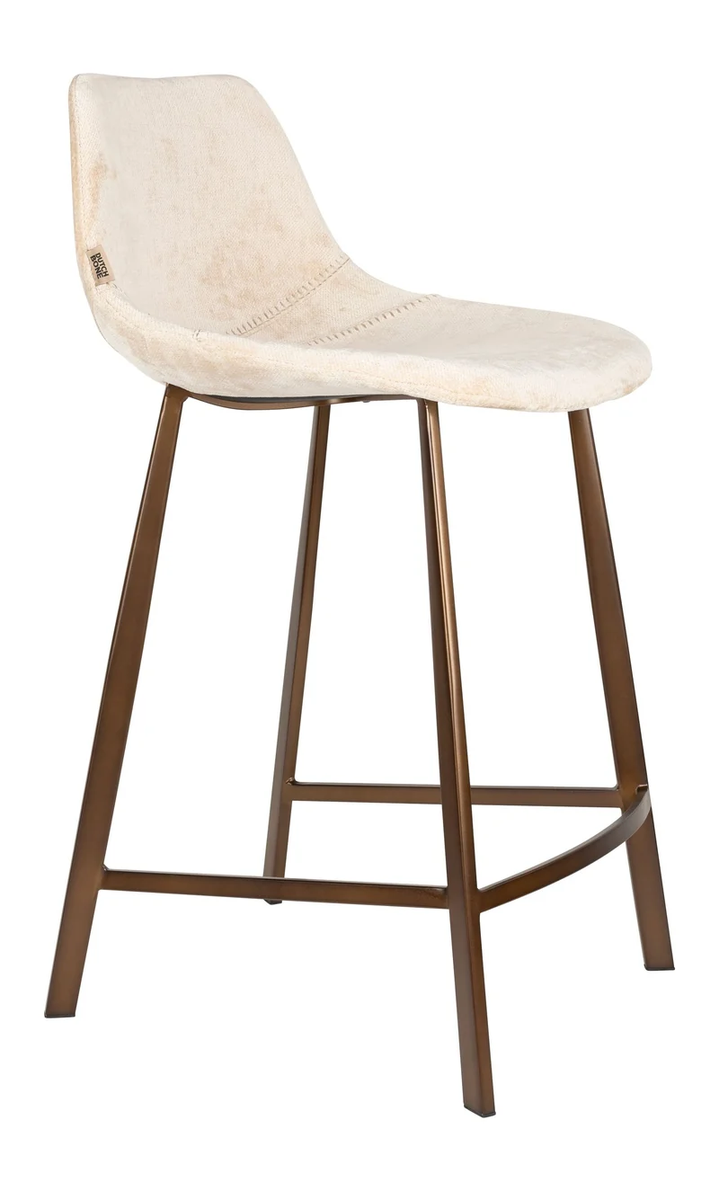 Barhocker Franky im 2er-Set, Beige mit gepolsterter Sitzschale