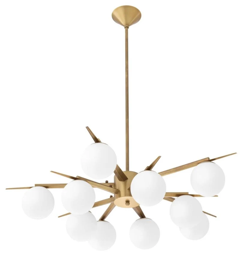Casa Padrino Luxus Kronleuchter Antik Messingfarben / Weiß Ø 90 x H. 20 cm - Luxus Möbel