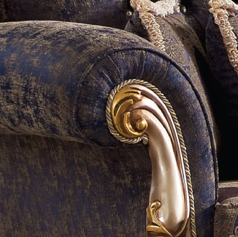 Casa Padrino Luxus Barock Wohnzimmer Set Blau / Silber / Gold - 2 Sofas & 2 Sessel & 1 Couchtisch - Handgefertigte Wohnzimmer Möbel im Barockstil - Edel & Prunkvoll