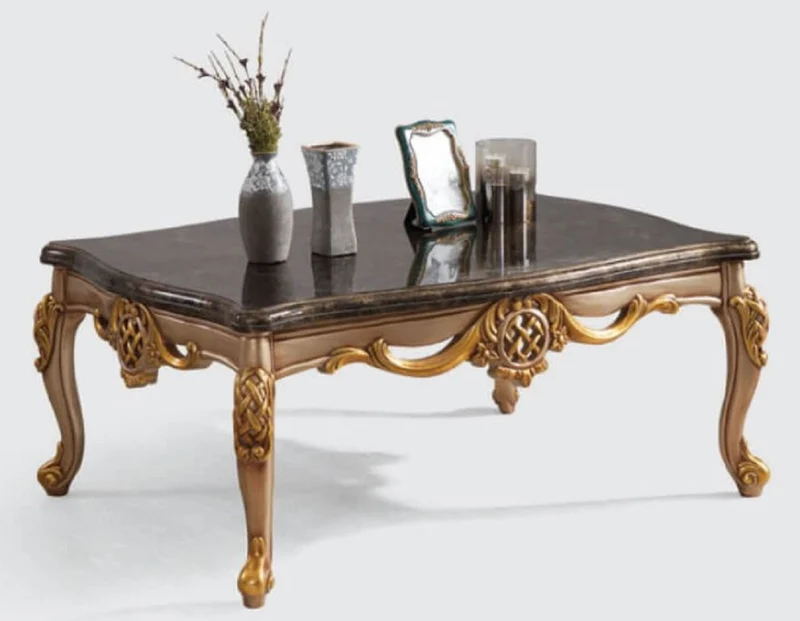 Casa Padrino Luxus Barock Wohnzimmer Set Blau / Silber / Gold - 2 Sofas & 2 Sessel & 1 Couchtisch - Handgefertigte Wohnzimmer Möbel im Barockstil - Edel & Prunkvoll