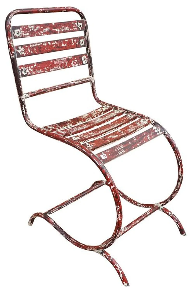 Casa Padrino Jugendstil Gartenstuhl aus Schmiedeeisen und Stahl in Antik Rot - 40 x 45 x H. 92 cm