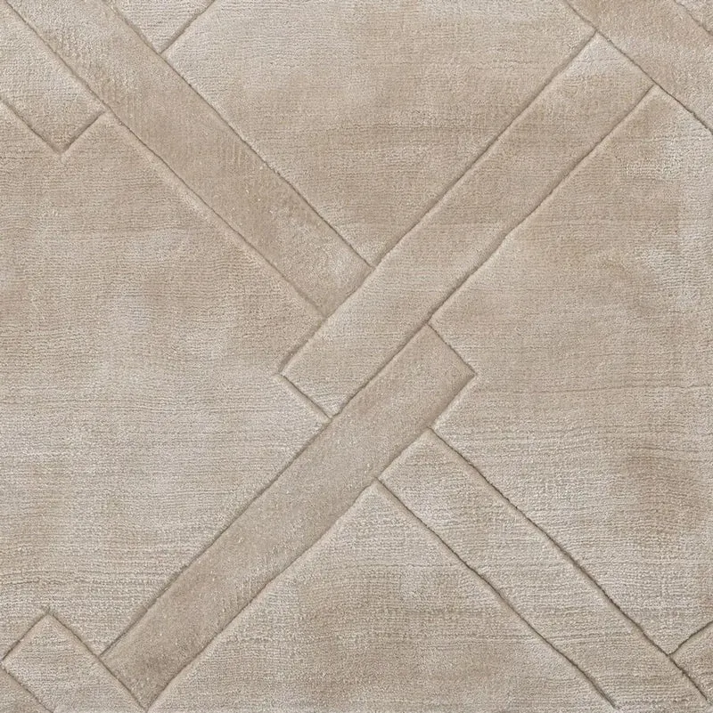 Casa Padrino Luxus Viskose Teppich Silber-Sandfarben 300 x 400 cm - Handgewebter Wohnzimmer & Hotel Teppich - Wohnzimmer Deko Accessoires - Luxus Kollektion