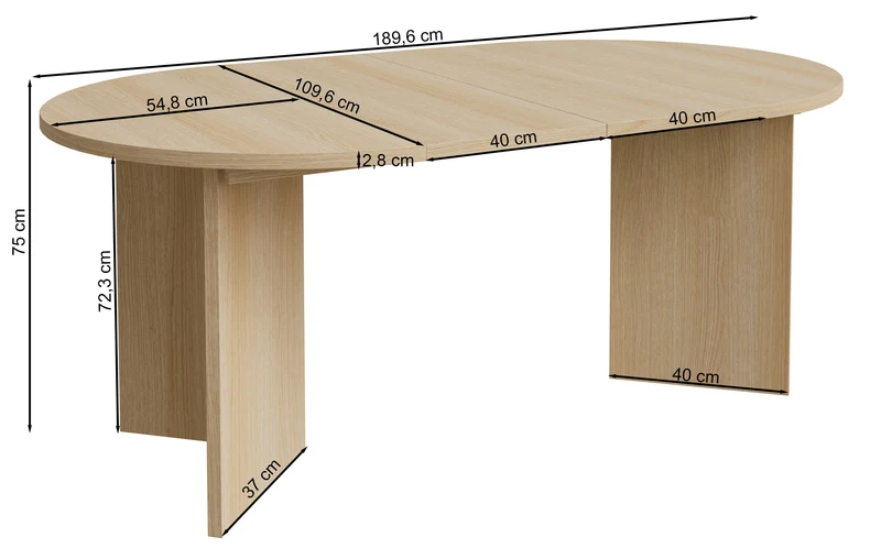 Ausziehbarer Esstisch Ovo rund 110-190x110 cm Lindberg Eiche