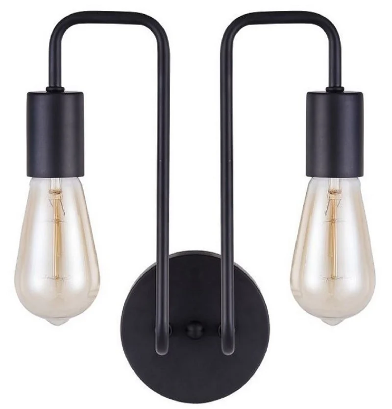 Casa Padrino Designer Wandleuchte Schwarz 25 x 17 x H. 30,5 cm - Moderne Leuchte mit beschichtetem Metallrahmen und ungewöhnlicher Loft Style Optik
