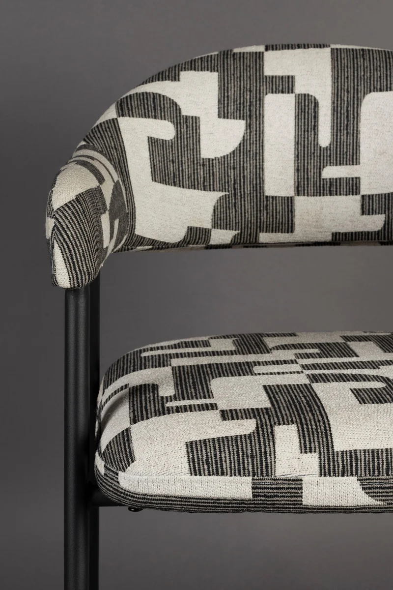 Esszimmerstuhl Miyo 2er-Set, Schwarz mit grafischem Muster, Dutchbone