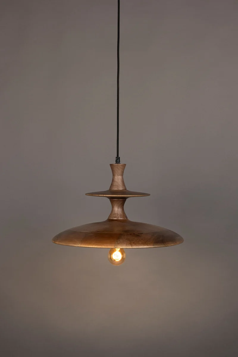 Pendelleuchte Cath L Walnut aus Mangoholz, Vintage-Design Dutchbone