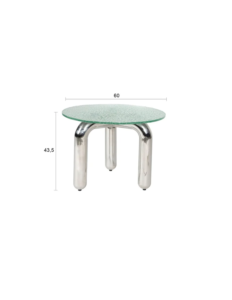 Beistelltisch Marly rund aus Sicherheitsglas in Silber von Dutchbone