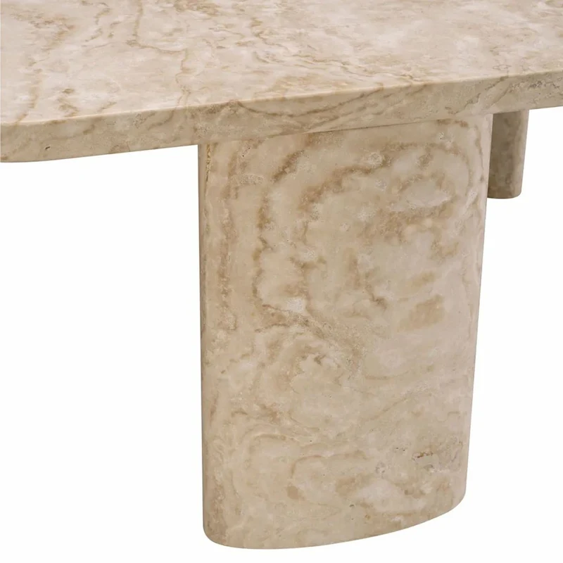Casa Padrino Luxus Travertin Couchtisch Beige 101 cm - Travertin Wohnzimmer Möbel