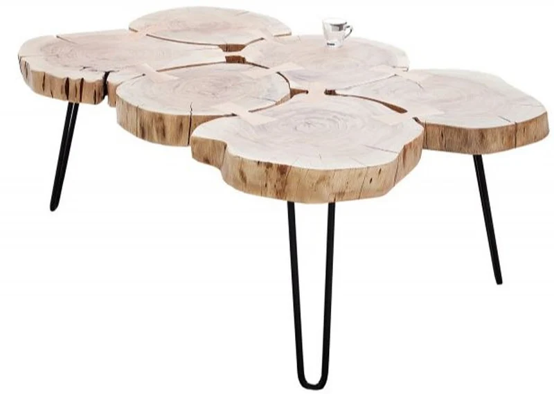 Casa Padrino Designer Massivholz Couchtisch Akazie Natur 115 x H. 40 cm - Massivholz - Salon Wohnzimmer Tisch - Unikat