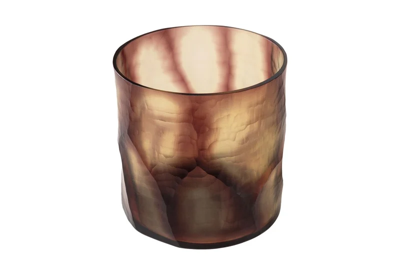 Casa Padrino Luxus Kerzenhalter Lila Ø 17,5 x H. 15,5 cm - Windlicht aus massivem Farbglas in Lila und Klar, auch als Vase verwendbar - Luxus Deko Accessoires