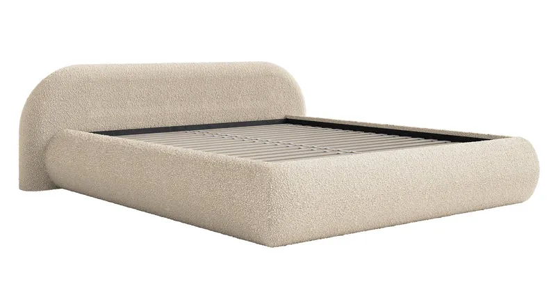 Polstermöbelbett 160x200 cm Shels Low hellbeige Bouclé